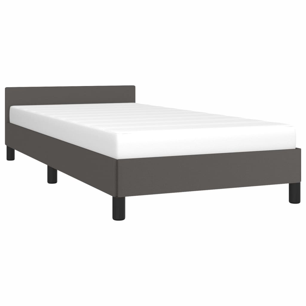 Bedframe Met Hoofdbord Kunstleer 90 x 190 cm Grijs