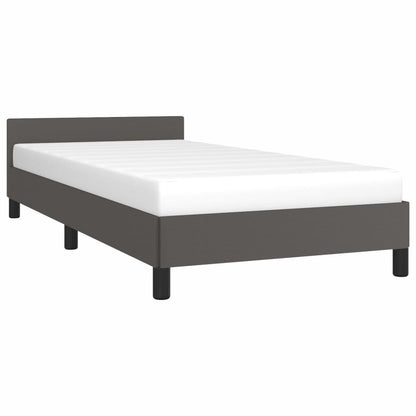 Bedframe Met Hoofdbord Kunstleer 90 x 190 cm Grijs