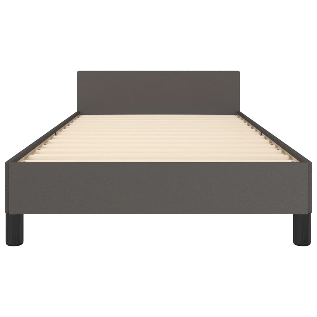Bedframe Met Hoofdbord Kunstleer 90 x 190 cm Grijs