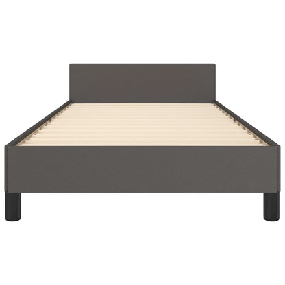 Bedframe Met Hoofdbord Kunstleer 90 x 190 cm Grijs