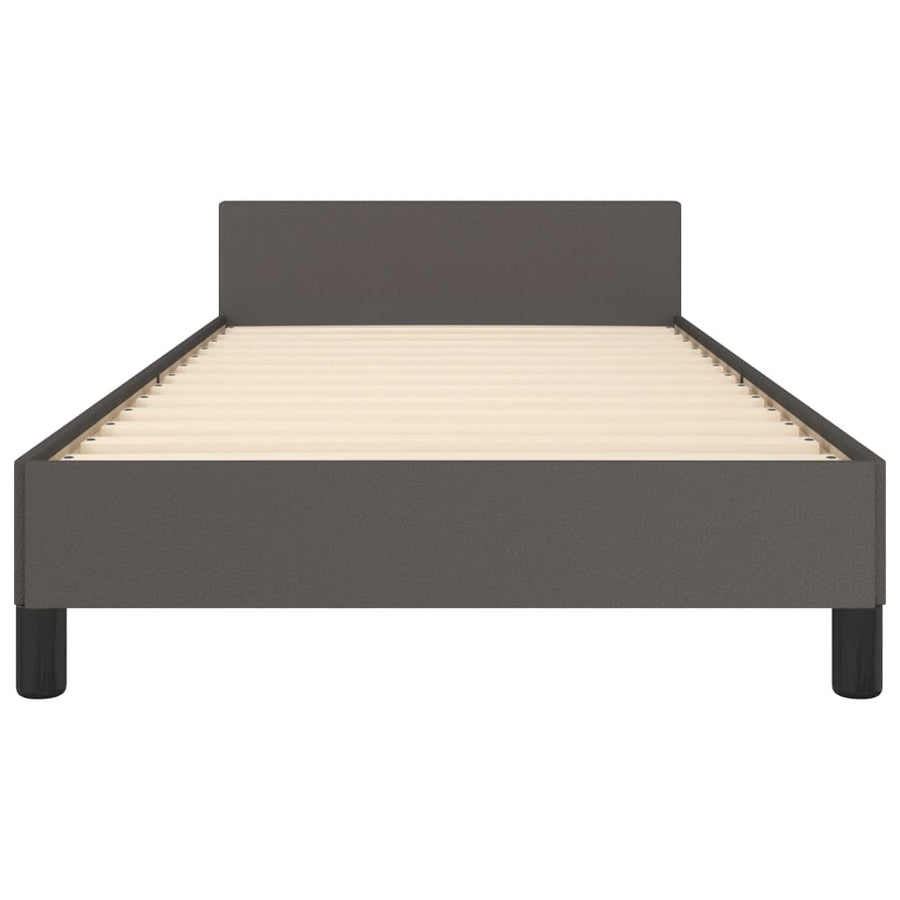 Bedframe Met Hoofdbord Kunstleer 90 x 190 cm Grijs