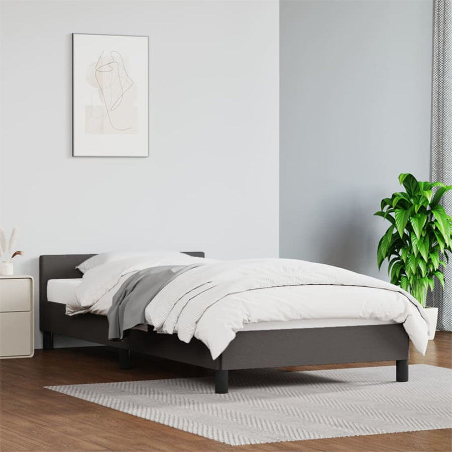 Bedframe Met Hoofdbord Kunstleer 90 x 190 cm Grijs
