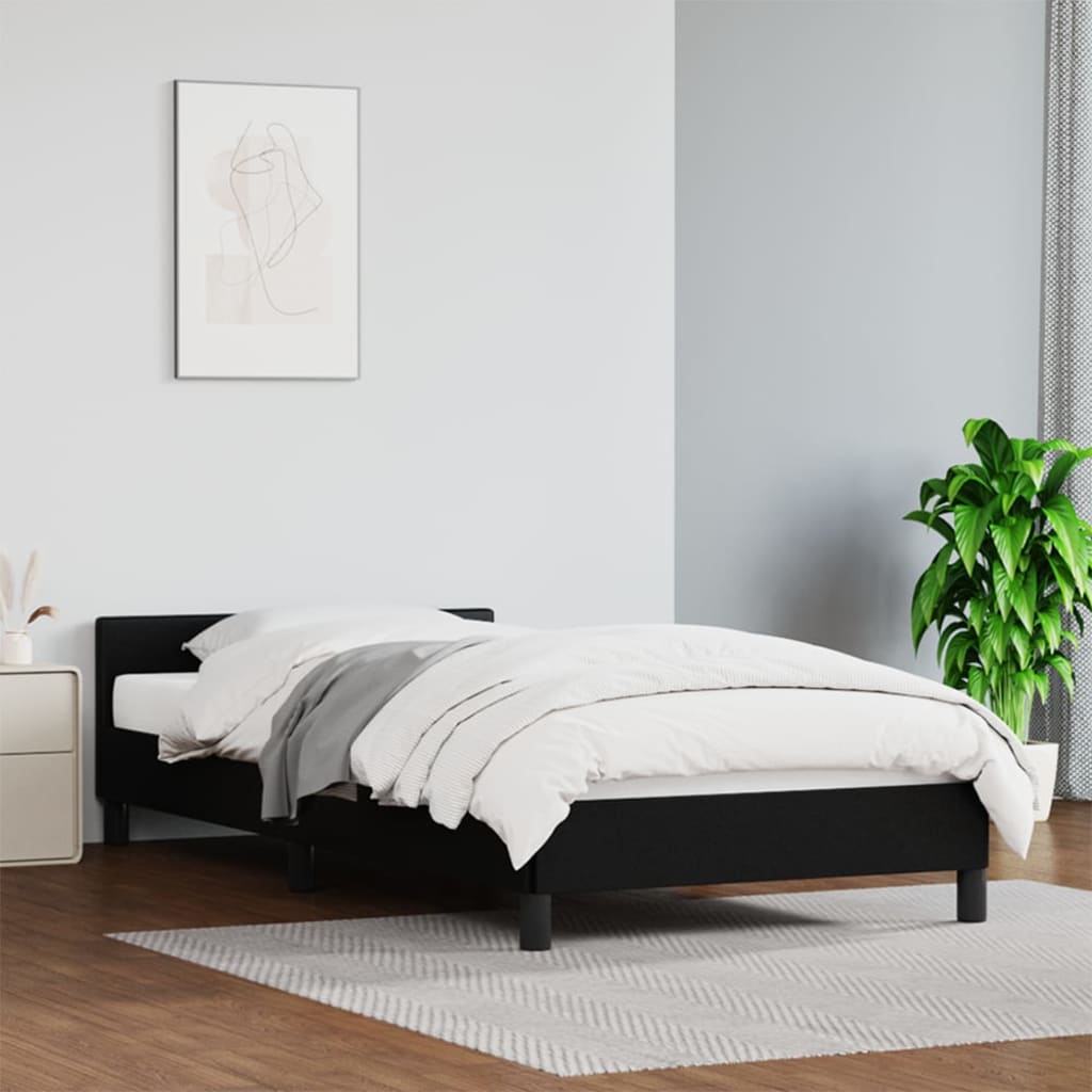 Bedframe Met Hoofdbord Kunstleer Zwart 90X200 Cm