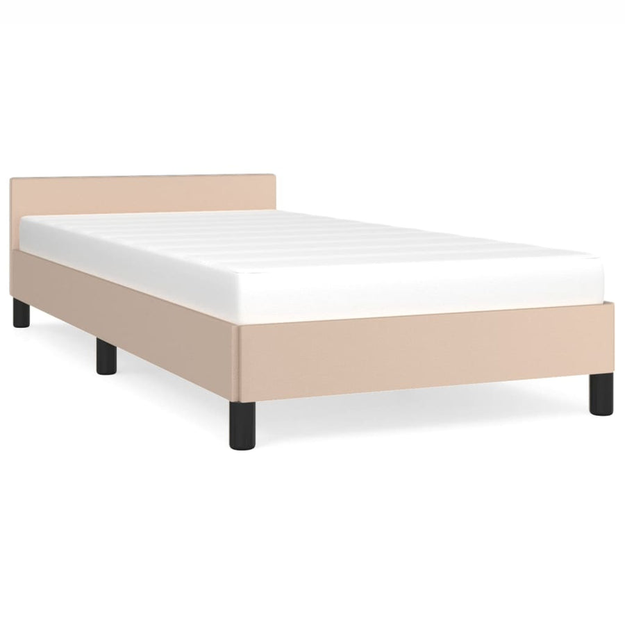 Bedframe Met Hoofdbord Kunstleer Cappuccinokleurig 90X200 Cm