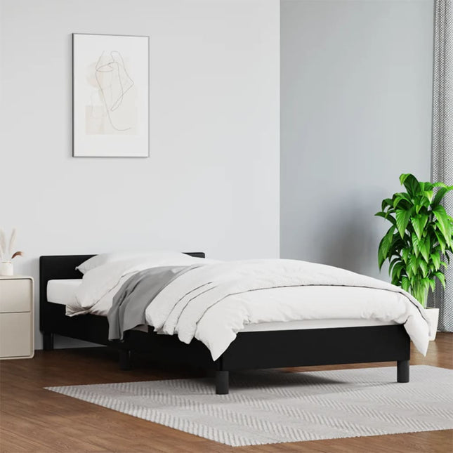 Bedframe Met Hoofdbord Kunstleer Zwart 100X200 Cm