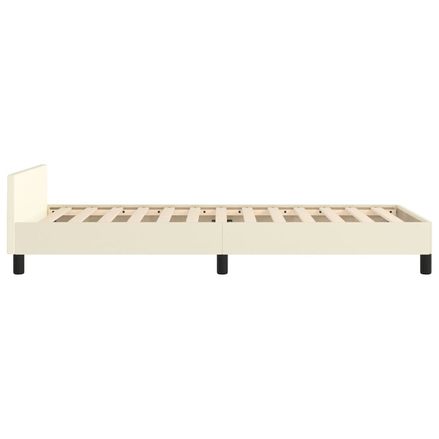 Bedframe met hoofdbord kunstleer crèmekleurig 100x200 cm 100 x 200 cm crème
