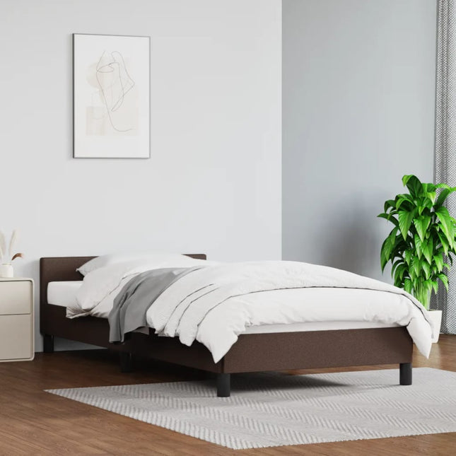 Bedframe Met Hoofdbord Kunstleer Bruin 100X200 Cm