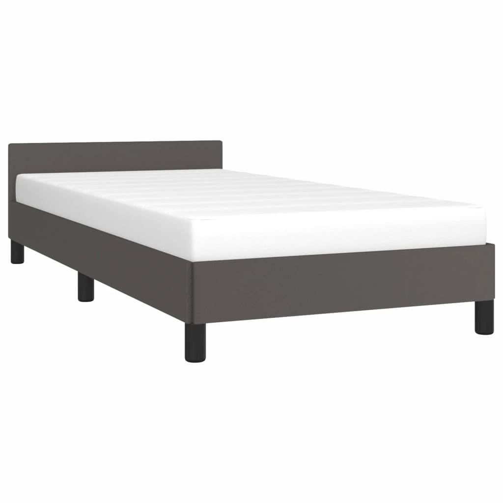 Bedframe Met Hoofdbord Kunstleer Grijs 100X200 Cm