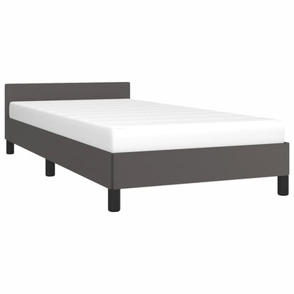Bedframe Met Hoofdbord Kunstleer Grijs 100X200 Cm