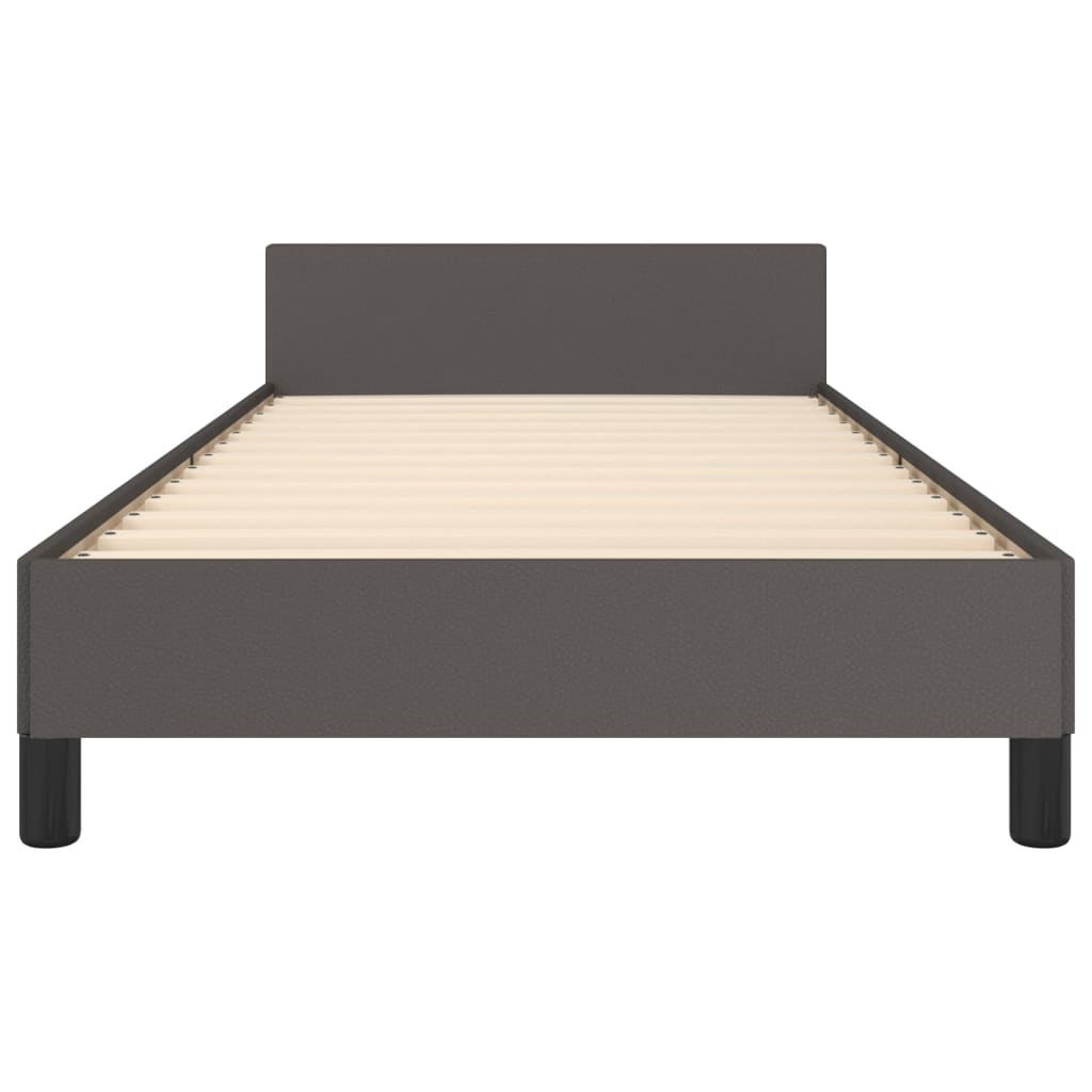 Bedframe Met Hoofdbord Kunstleer Grijs 100X200 Cm