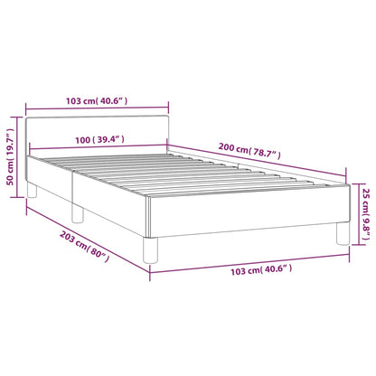 Bedframe Met Hoofdbord Kunstleer Grijs 100X200 Cm