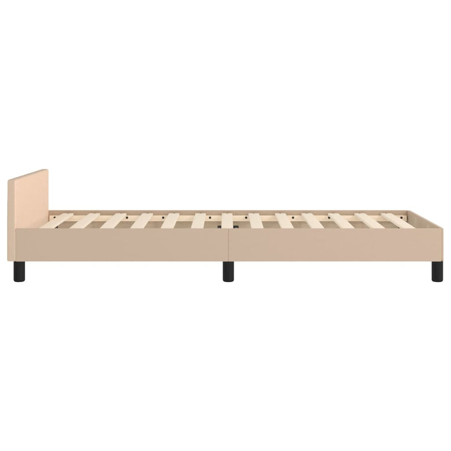 Bedframe Met Hoofdbord Kunstleer Cappuccinokleurig 100X200 Cm