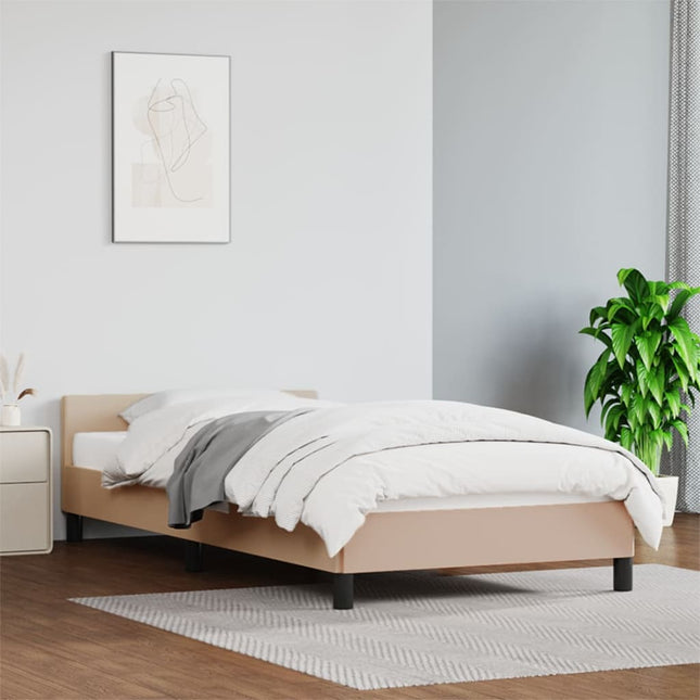 Bedframe Met Hoofdbord Kunstleer Cappuccinokleurig 100X200 Cm