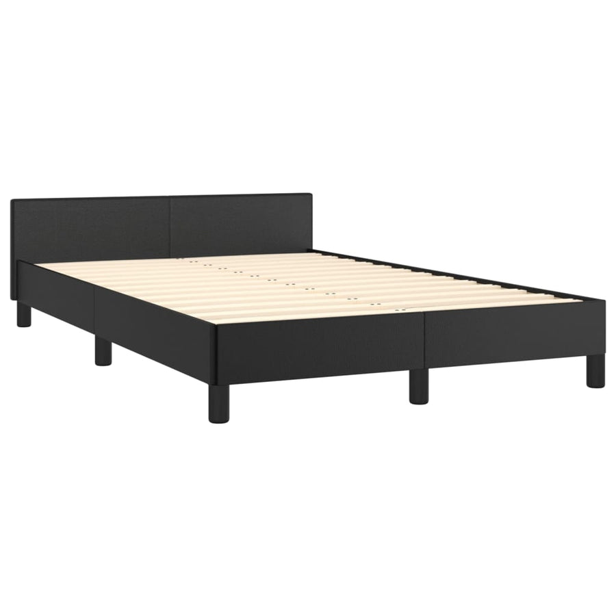 Bedframe Met Hoofdbord Kunstleer Zwart 120X200 Cm