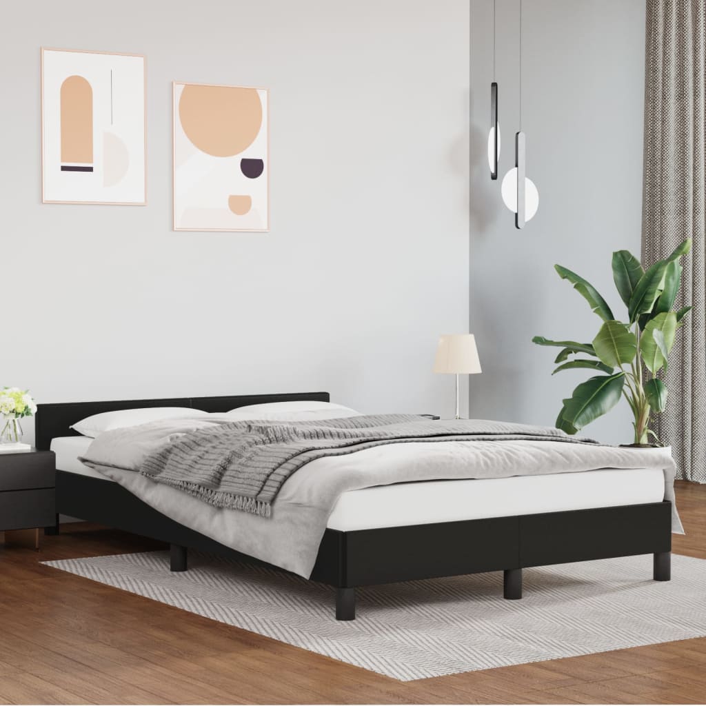 Bedframe Met Hoofdbord Kunstleer Zwart 120X200 Cm