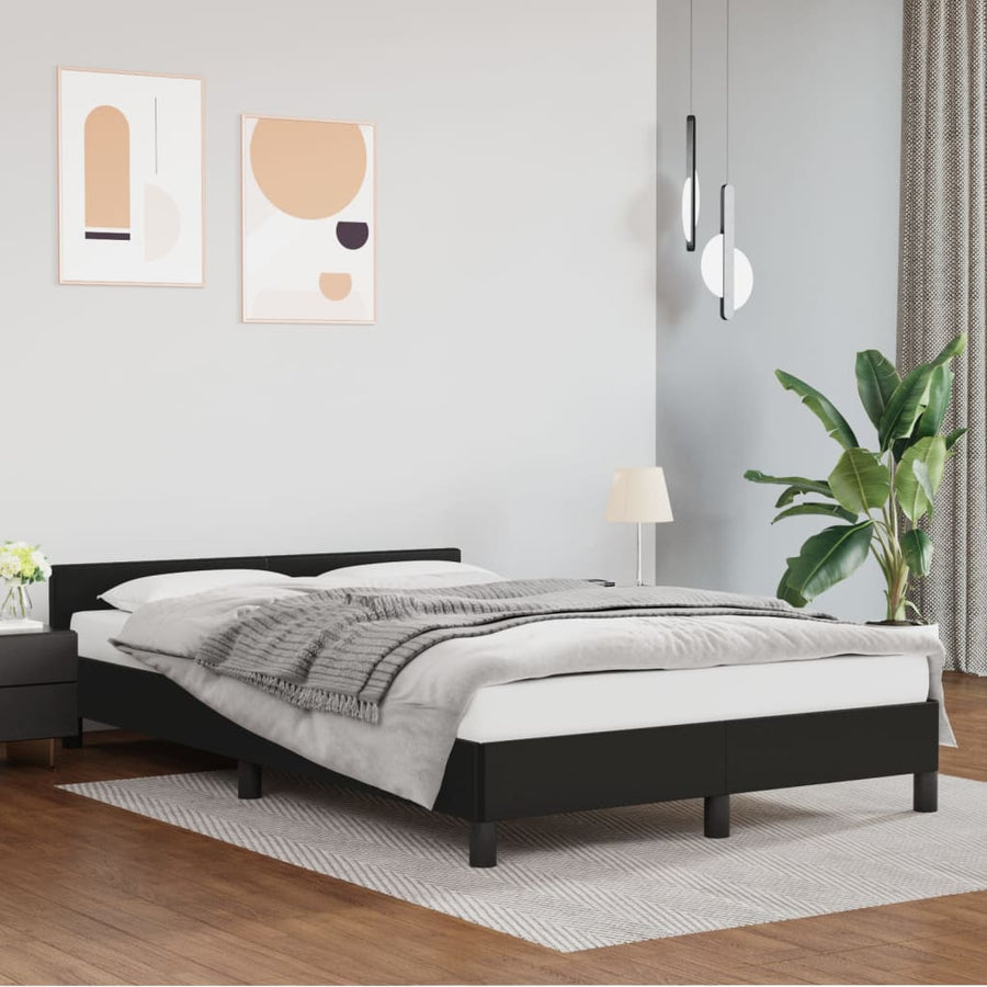 Bedframe Met Hoofdbord Kunstleer Zwart 120X200 Cm