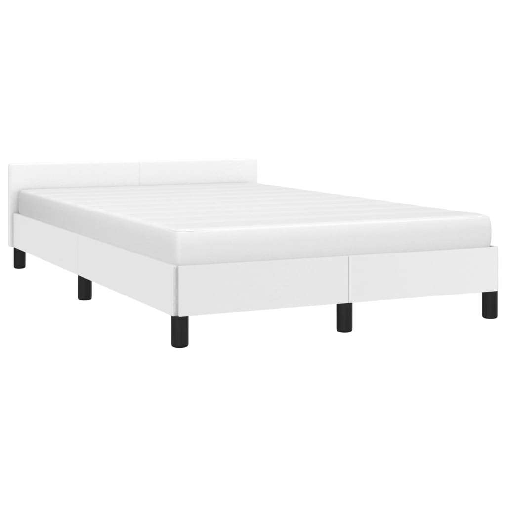 Bedframe Met Hoofdbord Kunstleer Wit 120X200 Cm