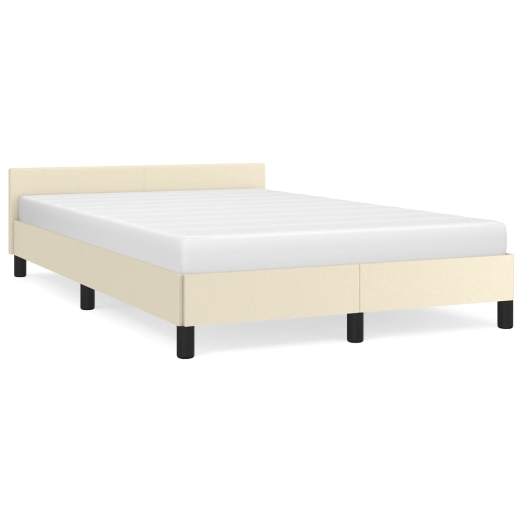 Bedframe Met Hoofdbord Kunstleer Crèmekleurig 120X200 Cm