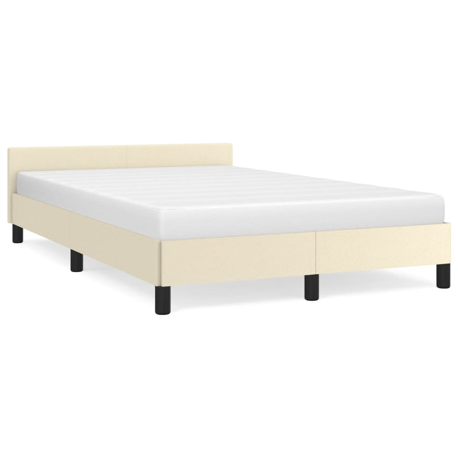 Bedframe Met Hoofdbord Kunstleer Crèmekleurig 120X200 Cm
