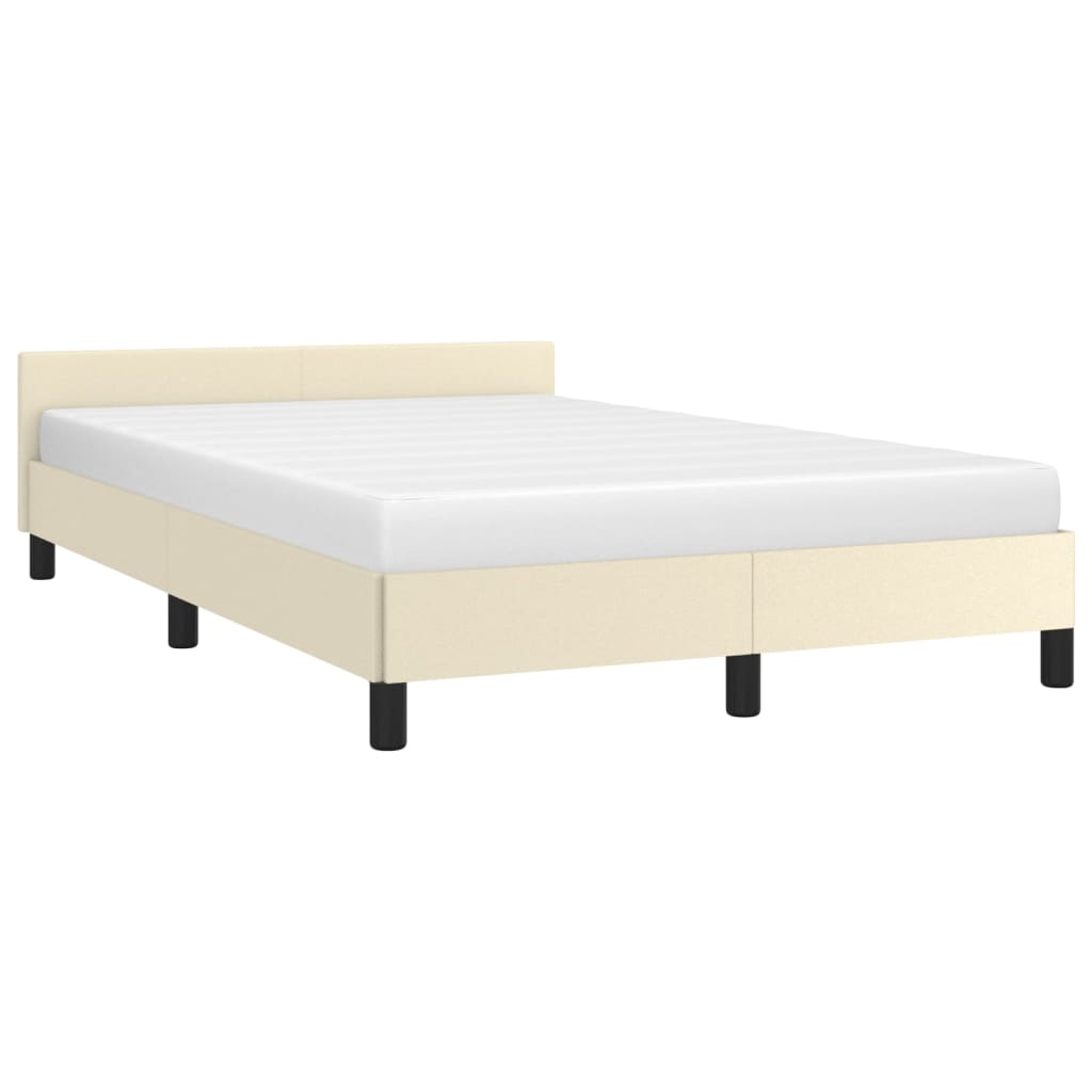 Bedframe Met Hoofdbord Kunstleer Crèmekleurig 120X200 Cm