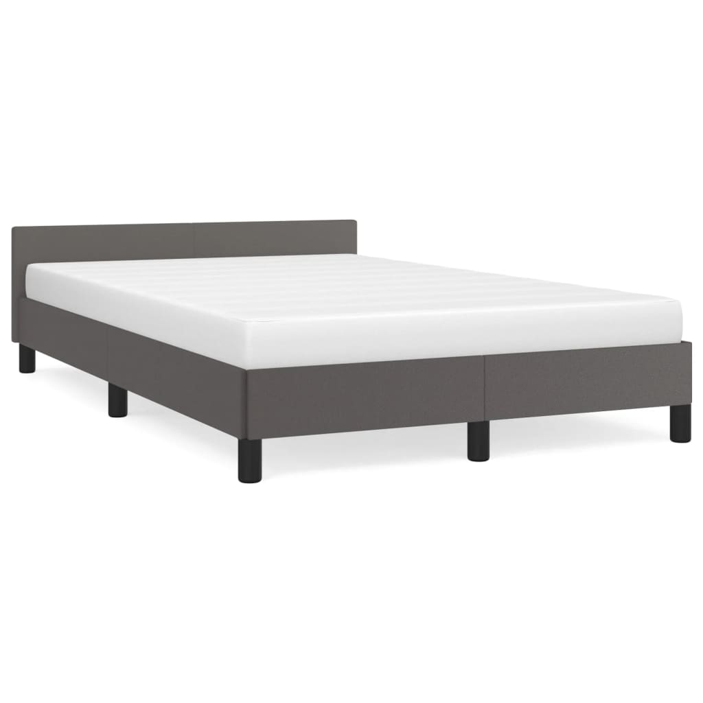 Bedframe Met Hoofdbord Kunstleer Grijs 120X200 Cm