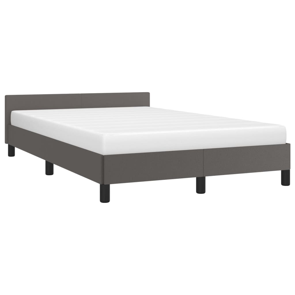 Bedframe Met Hoofdbord Kunstleer Grijs 120X200 Cm