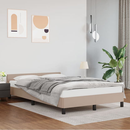 Bedframe Met Hoofdbord Kunstleer Cappuccinokleurig 120X200 Cm