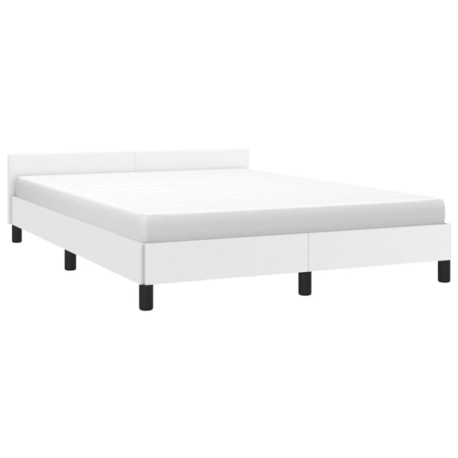 Bedframe Met Hoofdbord Kunstleer Wit 140X190 Cm