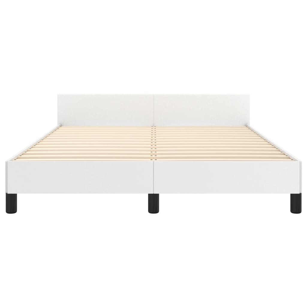 Bedframe Met Hoofdbord Kunstleer Wit 140X190 Cm