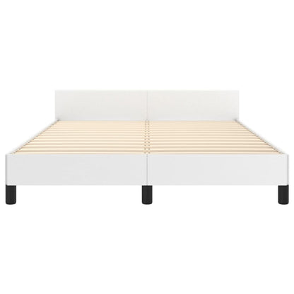 Bedframe Met Hoofdbord Kunstleer Wit 140X190 Cm