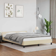 Bedframe 140x190 cm crèmekleurig kunstleer