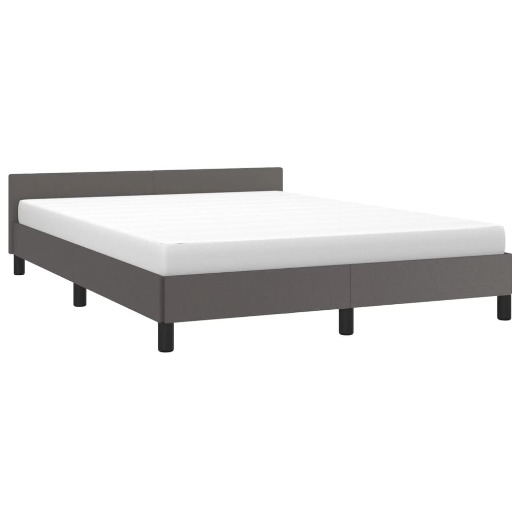 Bedframe Met Hoofdbord Kunstleer Grijs 140X190 Cm