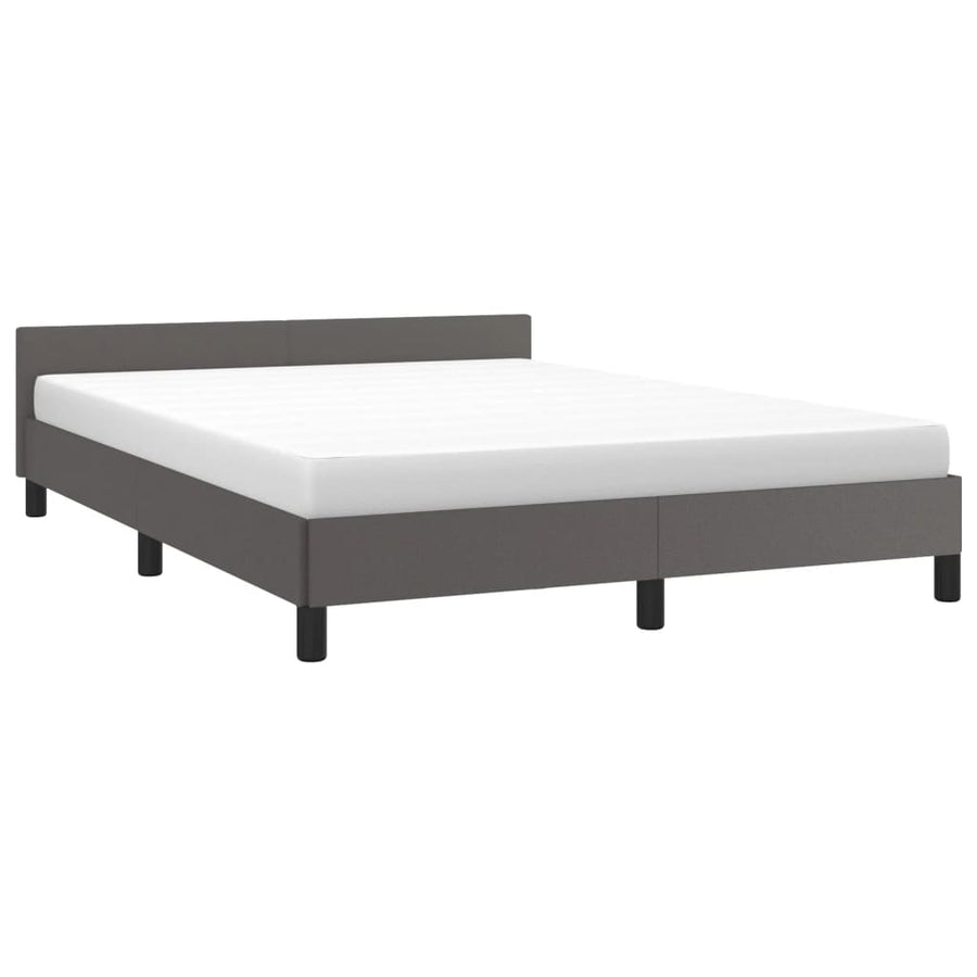Bedframe Met Hoofdbord Kunstleer Grijs 140X190 Cm