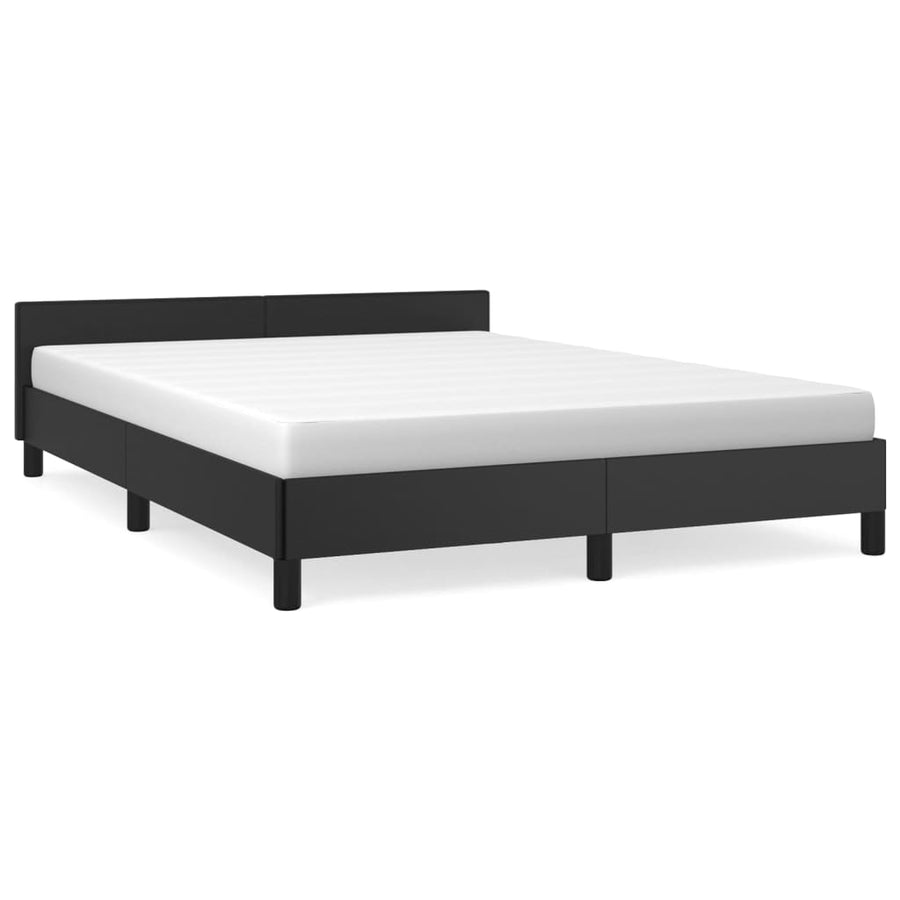 Bedframe Met Hoofdbord Kunstleer Zwart 140X200 Cm