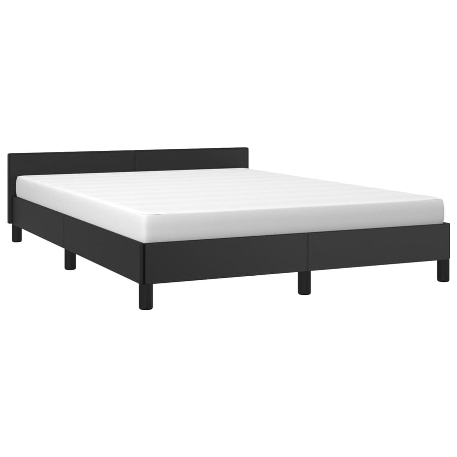 Bedframe Met Hoofdbord Kunstleer Zwart 140X200 Cm