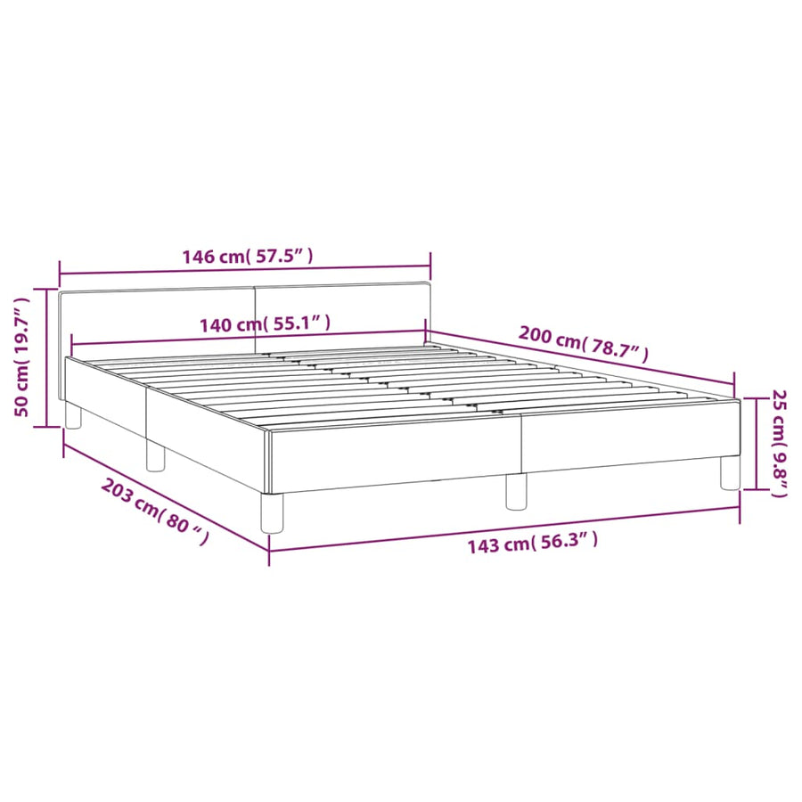 Bedframe Met Hoofdbord Kunstleer Zwart 140X200 Cm