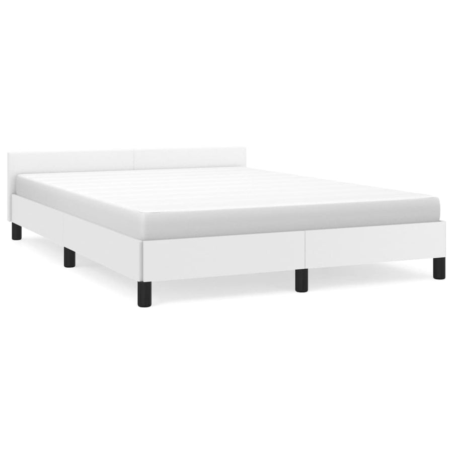 Bedframe Met Hoofdbord Kunstleer Wit 140X200 Cm