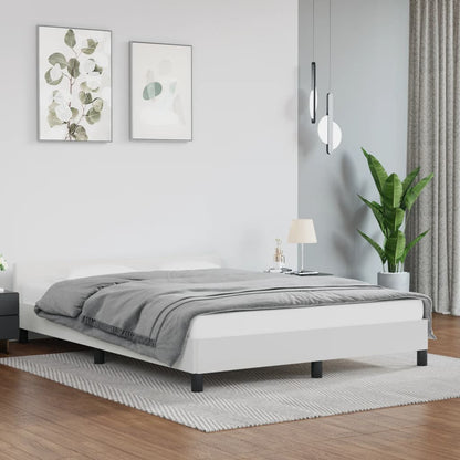 Bedframe Met Hoofdbord Kunstleer Wit 140X200 Cm