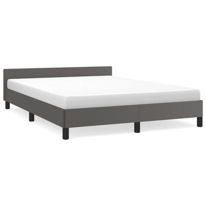 Bedframe Met Hoofdbord Kunstleer Grijs 140X200 Cm
