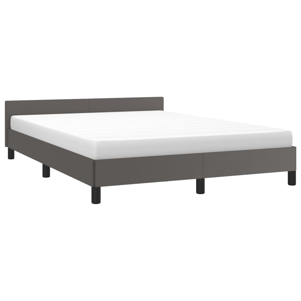Bedframe Met Hoofdbord Kunstleer Grijs 140X200 Cm