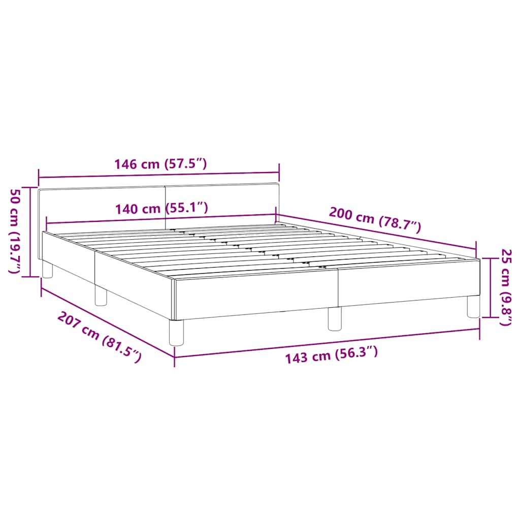 Bedframe met hoofdeinde zonder matras Cappuccino 140x200 cm