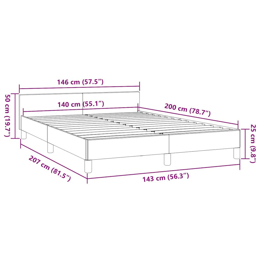 Bedframe met hoofdeinde zonder matras Cappuccino 140x200 cm