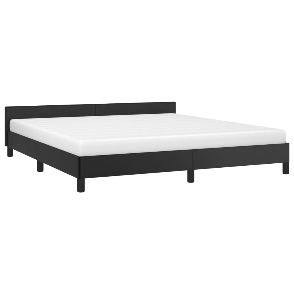 Bedframe Met Hoofdbord Kunstleer Zwart 160X200 Cm