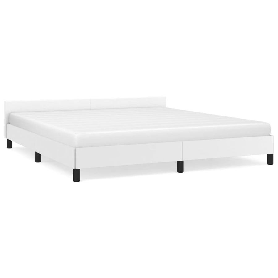 Bedframe Met Hoofdbord Kunstleer Wit 160X200 Cm