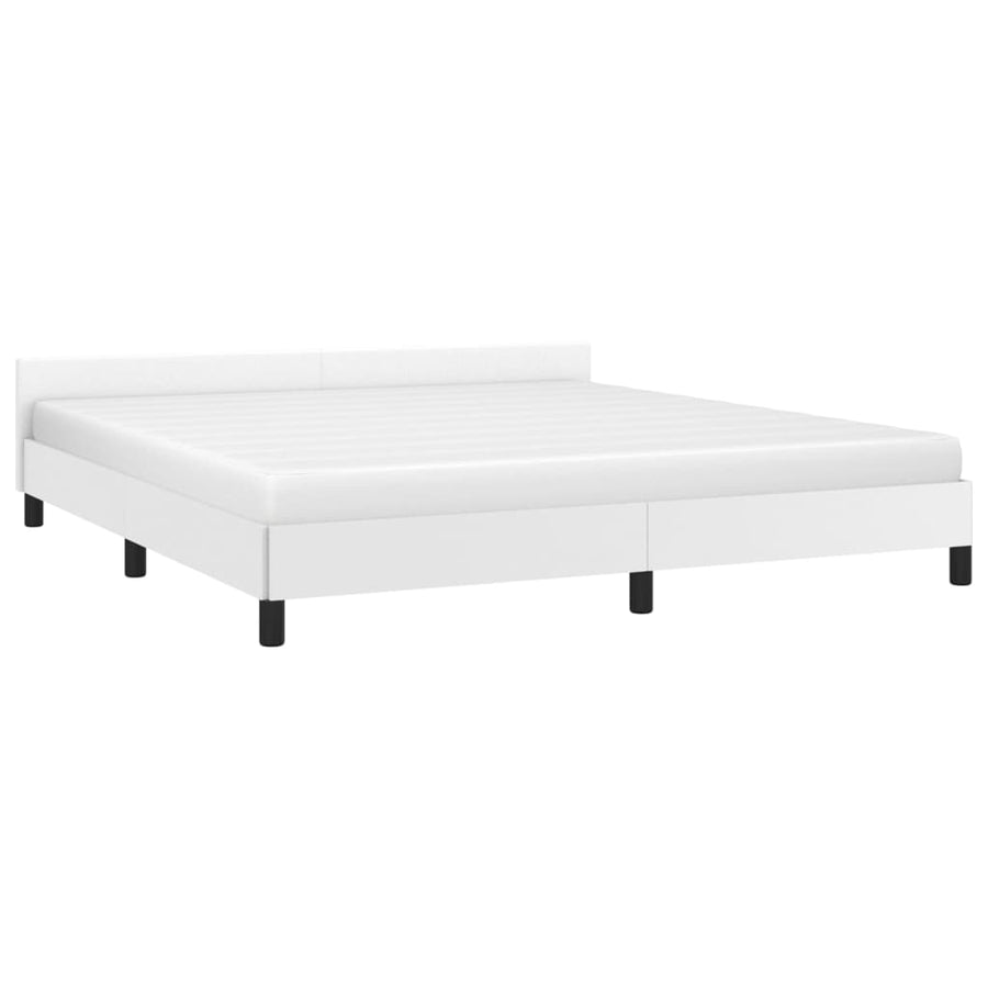 Bedframe Met Hoofdbord Kunstleer Wit 160X200 Cm