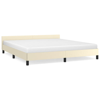 Bedframe Met Hoofdbord Kunstleer Kleurig 160 x 200 cm crème