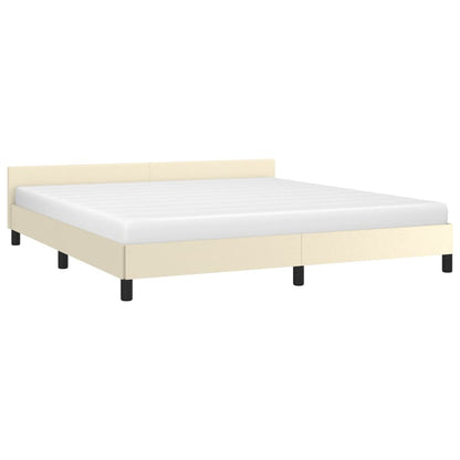 Bedframe Met Hoofdbord Kunstleer Kleurig 160 x 200 cm crème