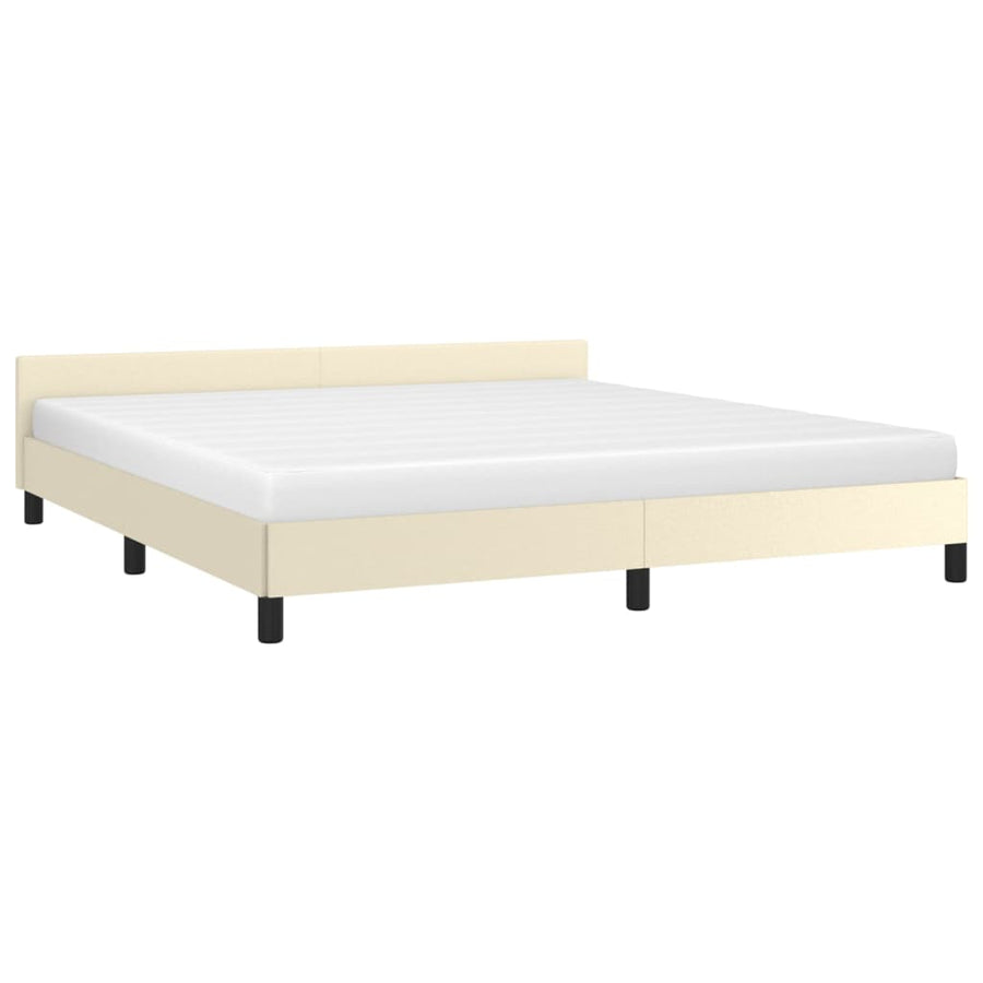 Bedframe Met Hoofdbord Kunstleer Kleurig 160 x 200 cm crème