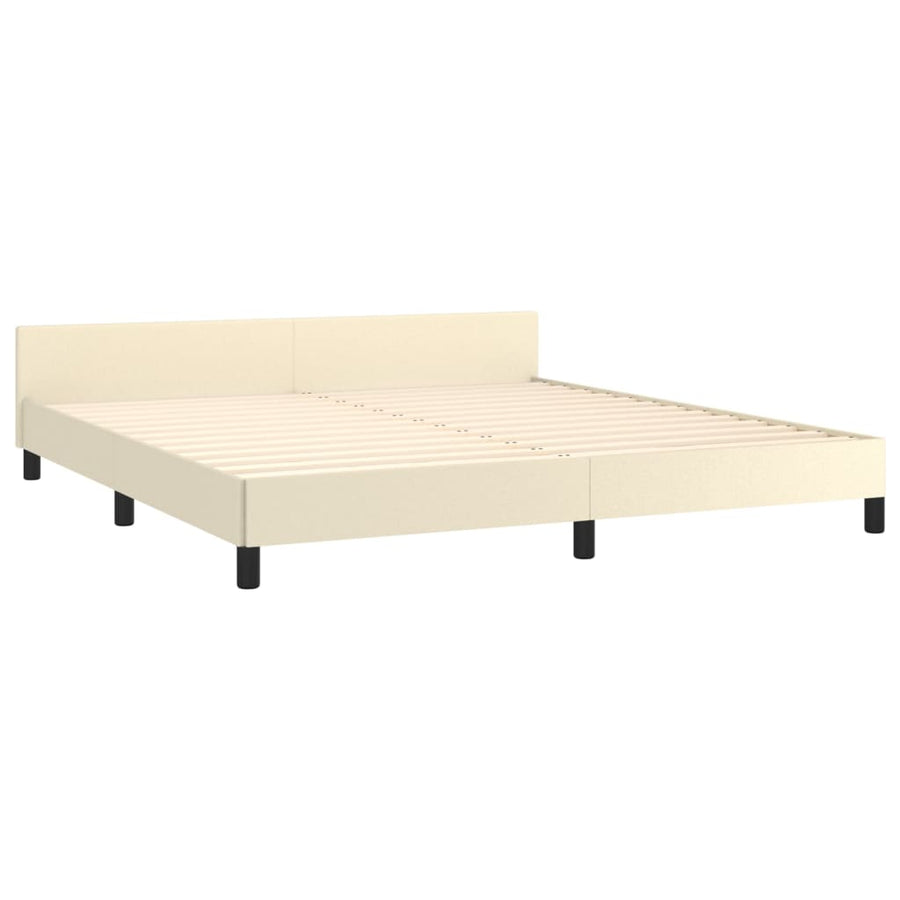 Bedframe Met Hoofdbord Kunstleer Kleurig 160 x 200 cm crème