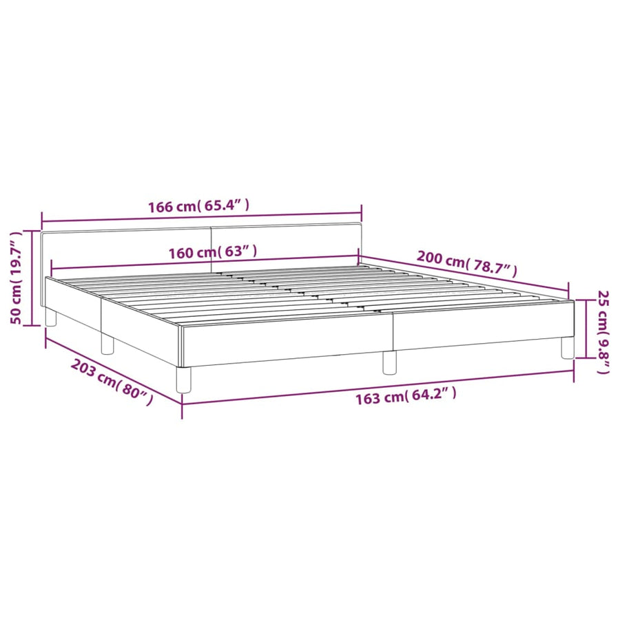 Bedframe Met Hoofdbord Kunstleer Kleurig 160 x 200 cm crème